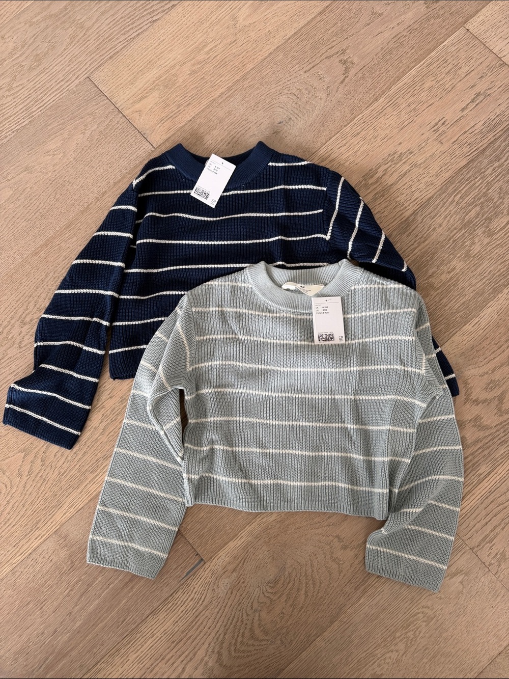H&M Striped Knit Sweaters in Navy and Light Blue
